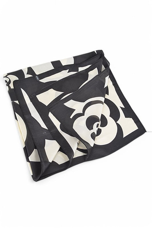 Satin Flower Print Scarf - Premium simple from Tooksie - Just $9.99! Shop now at Tooksie