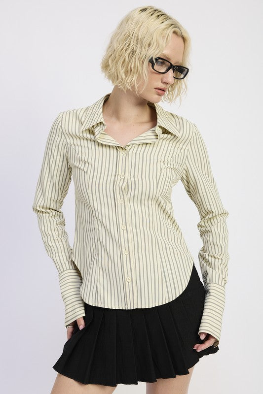 Button Down Striped Shirt - Premium variable from Tooksie - Just $39.99! Shop now at Tooksie