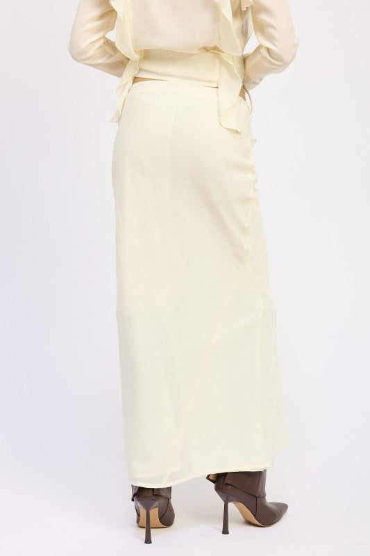 Satin Maxi Skirt With Drawstring - Premium variable from Tooksie - Just $58.99! Shop now at Tooksie