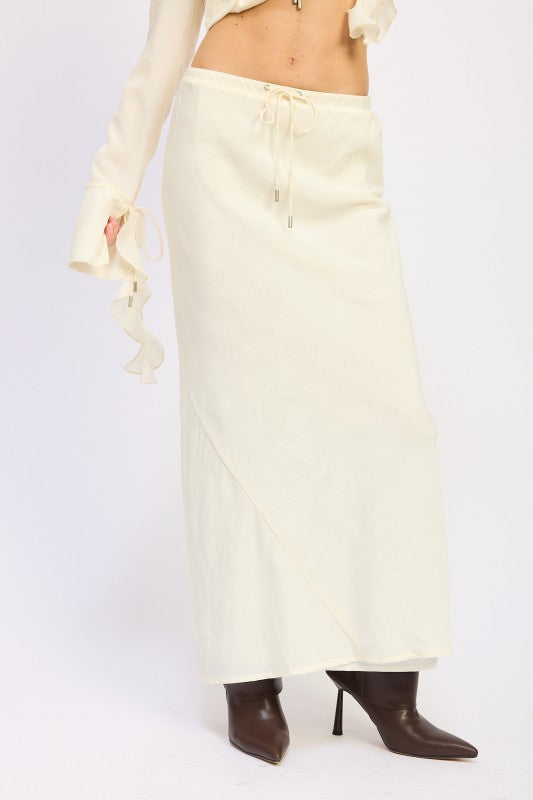 Satin Maxi Skirt With Drawstring - Premium variable from Tooksie - Just $58.99! Shop now at Tooksie