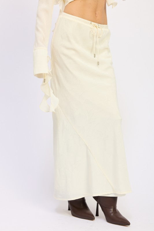 Satin Maxi Skirt With Drawstring - Premium variable from Tooksie - Just $58.99! Shop now at Tooksie