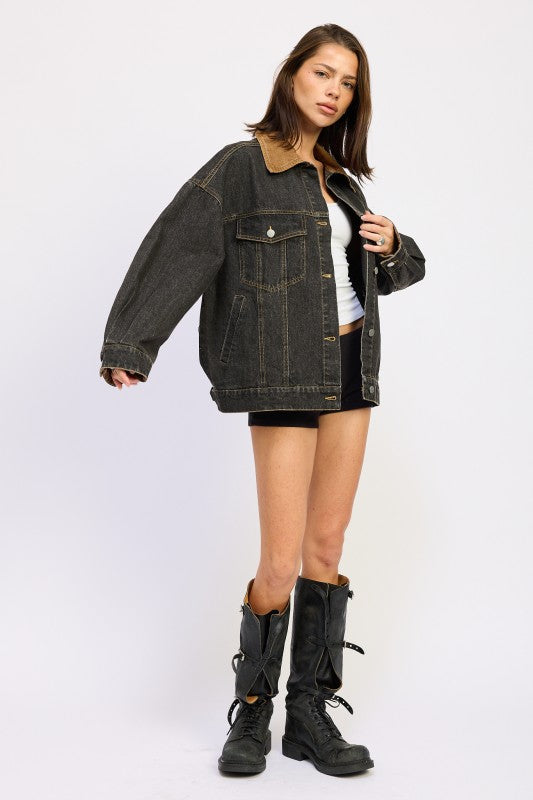Oversize Denim Jacket - Premium variable from Tooksie - Just $83.99! Shop now at Tooksie