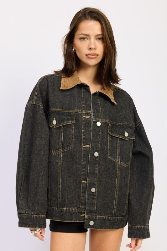 Oversize Denim Jacket - Premium variable from Tooksie - Just $83.99! Shop now at Tooksie