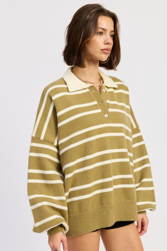 Oversized Stripe Collar Sweater - Premium variable from Tooksie - Just $49.99! Shop now at Tooksie