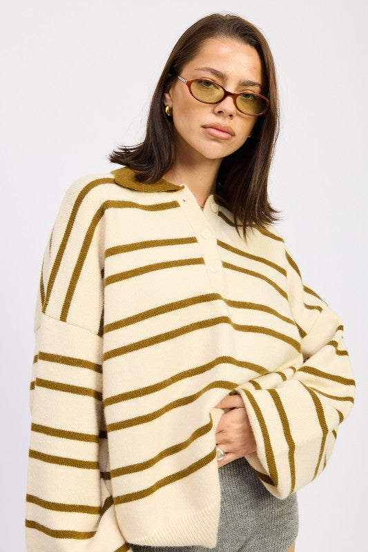 Oversized Stripe Collar Sweater - Premium variable from Tooksie - Just $49.99! Shop now at Tooksie