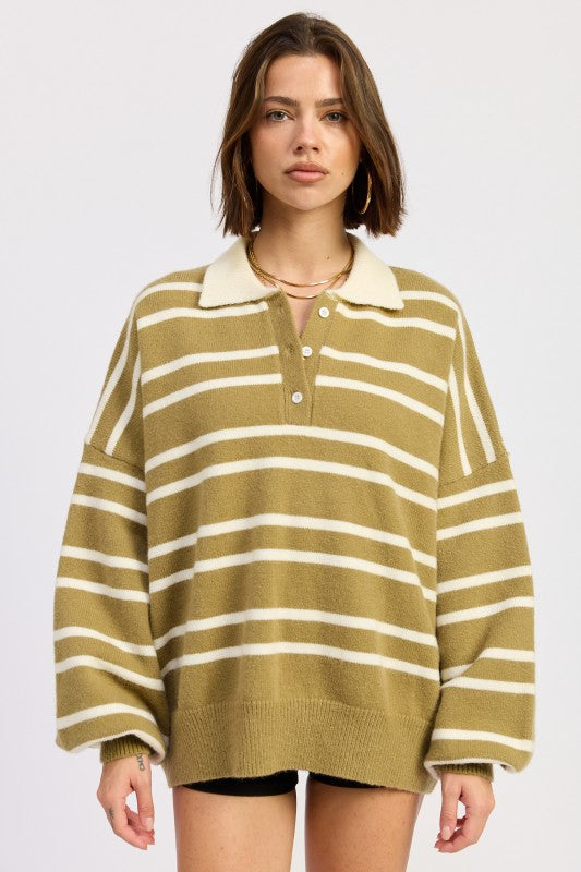 Oversized Stripe Collar Sweater - Premium variable from Tooksie - Just $49.99! Shop now at Tooksie