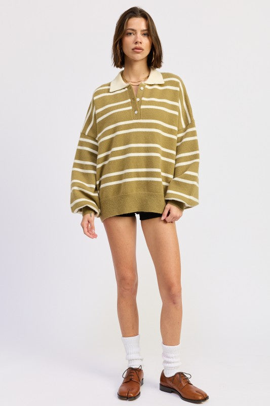Oversized Stripe Collar Sweater - Premium variable from Tooksie - Just $49.99! Shop now at Tooksie