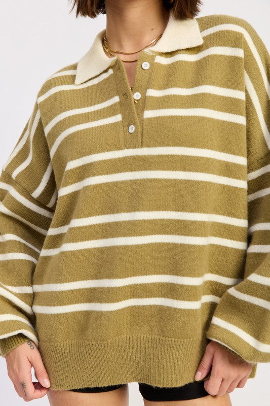 Oversized Stripe Collar Sweater - Premium variable from Tooksie - Just $49.99! Shop now at Tooksie