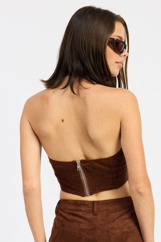 Faux Suede Halter Top - Premium variable from Tooksie - Just $46.99! Shop now at Tooksie
