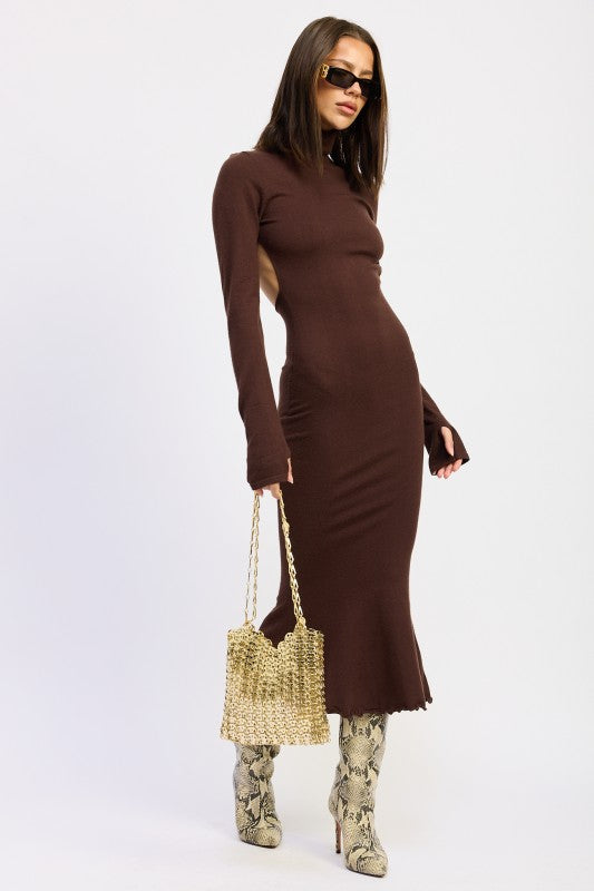 Turtle Neck Midi Dress With Back Cutout - Premium variable from Tooksie - Just $65.99! Shop now at Tooksie