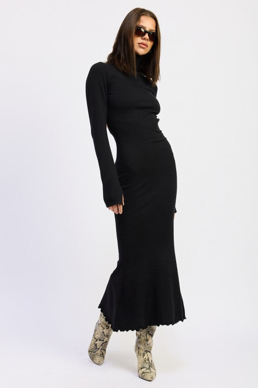 Turtle Neck Midi Dress With Back Cutout - Premium variable from Tooksie - Just $65.99! Shop now at Tooksie