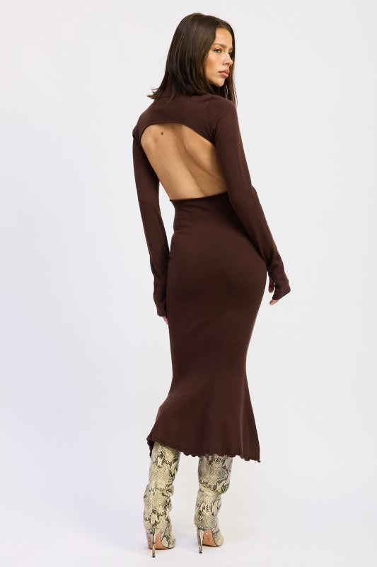 Turtle Neck Midi Dress With Back Cutout - Premium variable from Tooksie - Just $65.99! Shop now at Tooksie