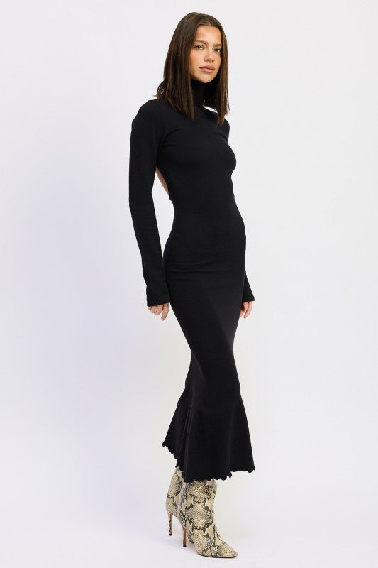 Turtle Neck Midi Dress With Back Cutout - Premium variable from Tooksie - Just $65.99! Shop now at Tooksie