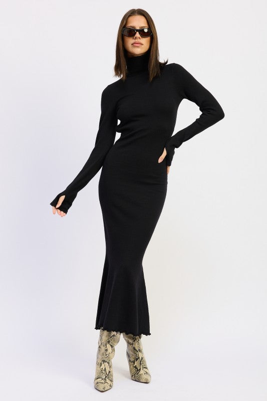 Turtle Neck Midi Dress With Back Cutout - Premium variable from Tooksie - Just $65.99! Shop now at Tooksie