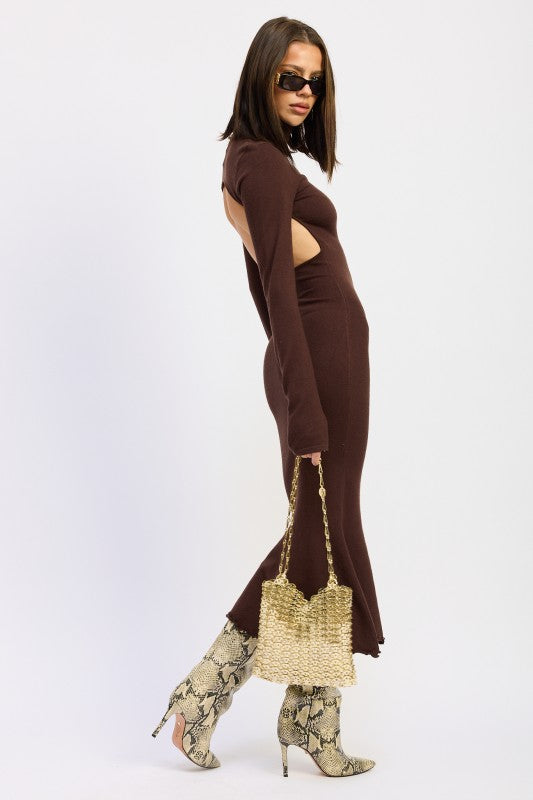 Turtle Neck Midi Dress With Back Cutout - Premium variable from Tooksie - Just $65.99! Shop now at Tooksie