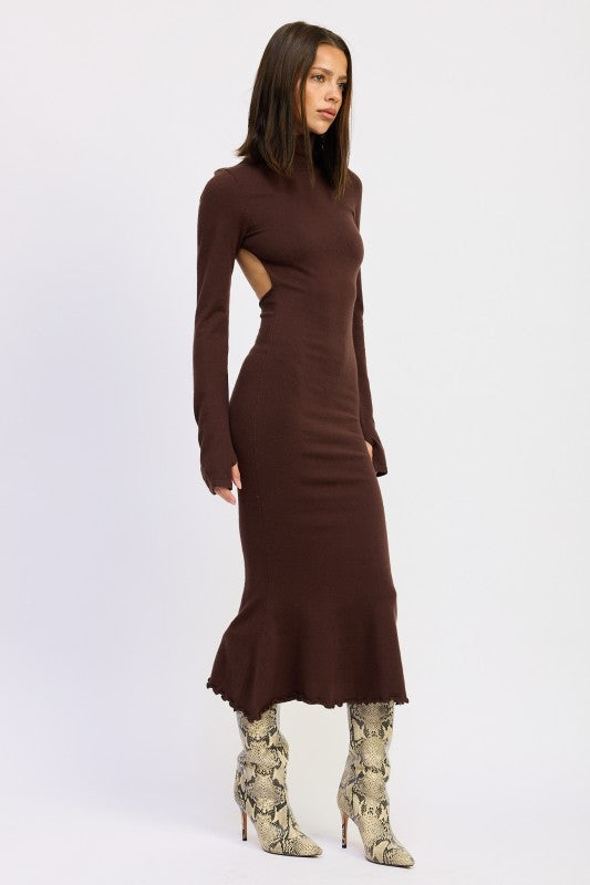 Turtle Neck Midi Dress With Back Cutout - Premium variable from Tooksie - Just $65.99! Shop now at Tooksie