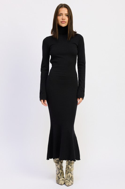 Turtle Neck Midi Dress With Back Cutout - Premium variable from Tooksie - Just $65.99! Shop now at Tooksie