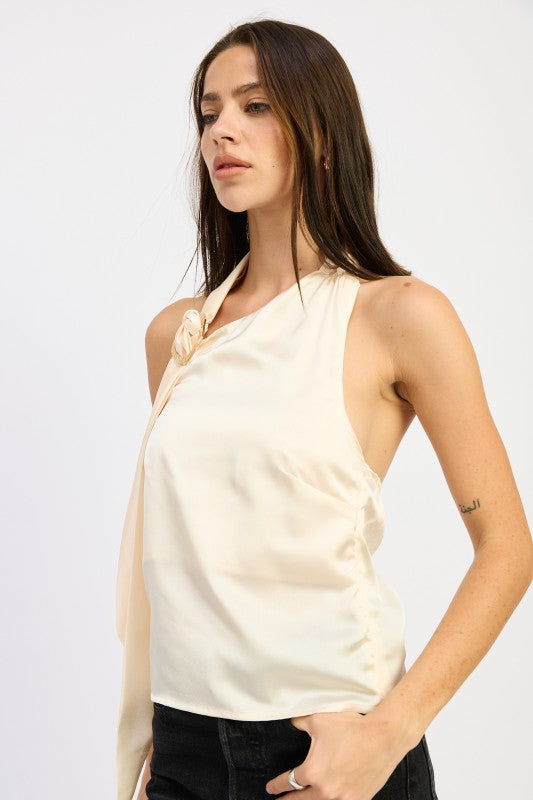 One Shoulder Top With Scarf Detail - Premium variable from Tooksie - Just $41.99! Shop now at Tooksie