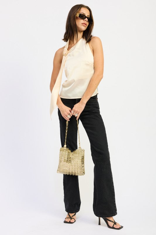 One Shoulder Top With Scarf Detail - Premium variable from Tooksie - Just $41.99! Shop now at Tooksie