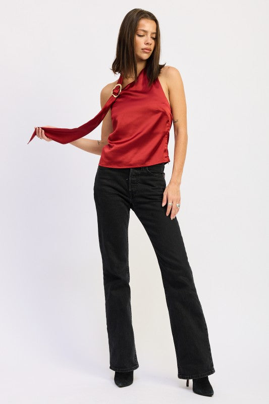 One Shoulder Top With Scarf Detail - Premium variable from Tooksie - Just $41.99! Shop now at Tooksie