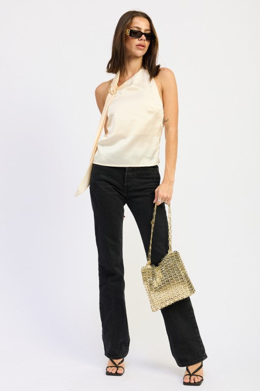 One Shoulder Top With Scarf Detail - Premium variable from Tooksie - Just $41.99! Shop now at Tooksie