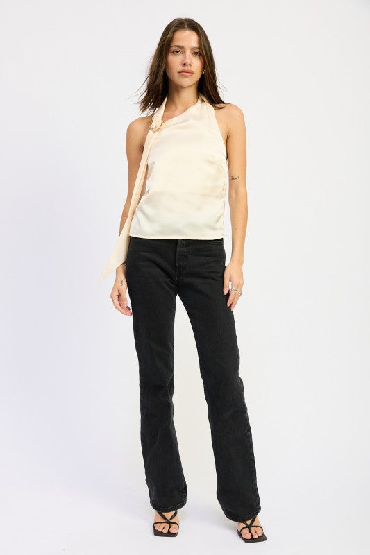 One Shoulder Top With Scarf Detail - Premium variable from Tooksie - Just $41.99! Shop now at Tooksie