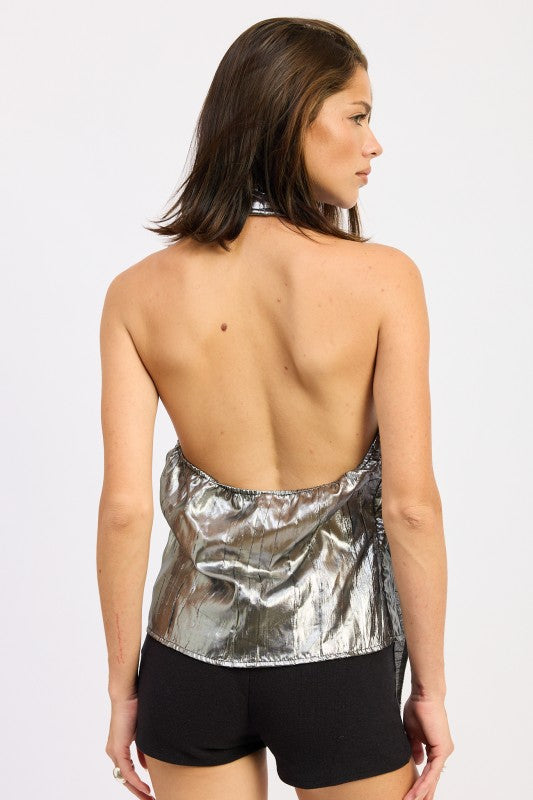 Metallic One Shoulder Top With Scarf Detail - Premium variable from Tooksie - Just $49.99! Shop now at Tooksie