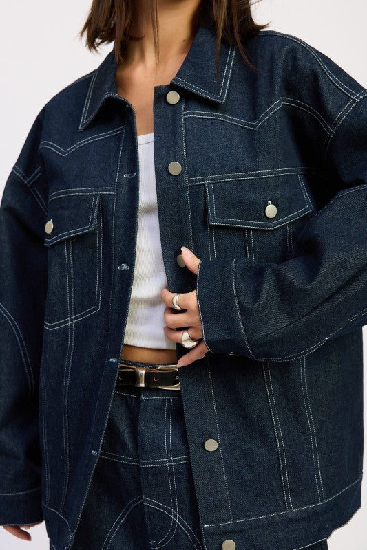 Oversized Button Up Denim Jacket - Premium variable from Tooksie - Just $83.99! Shop now at Tooksie