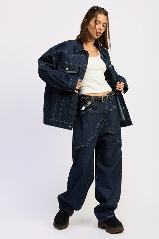 Oversized Button Up Denim Jacket - Premium variable from Tooksie - Just $83.99! Shop now at Tooksie