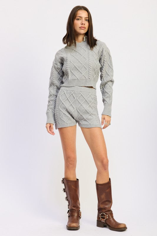 Grey Cable Knit Cropped Sweater - Premium variable from Tooksie - Just $70.99! Shop now at Tooksie