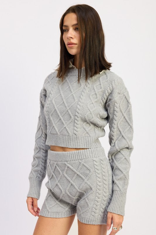 Grey Cable Knit Cropped Sweater - Premium variable from Tooksie - Just $70.99! Shop now at Tooksie