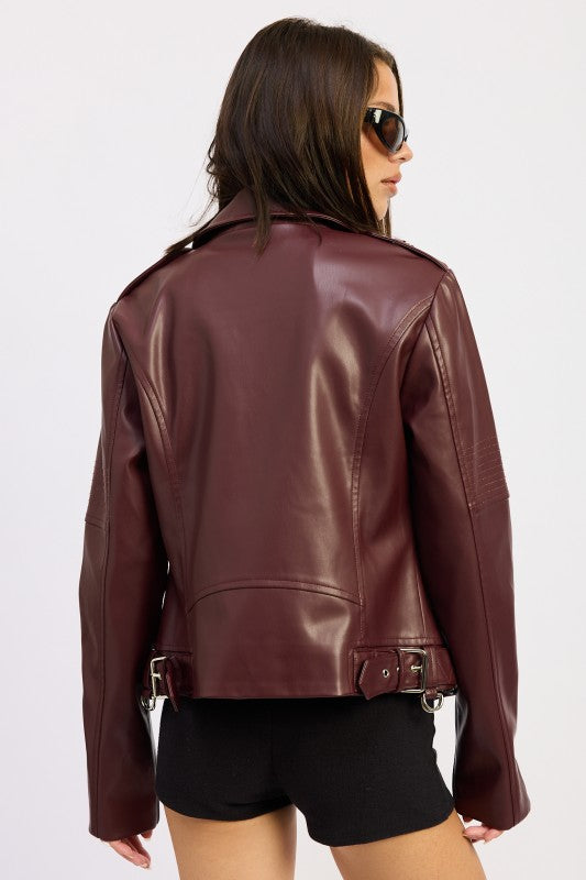 Faux Leather Biker Jacket - Premium variable from Tooksie - Just $106.99! Shop now at Tooksie
