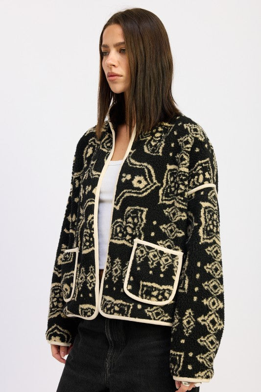 Sahara Patterned Sherpa Jacket - Premium variable from Tooksie - Just $88.99! Shop now at Tooksie