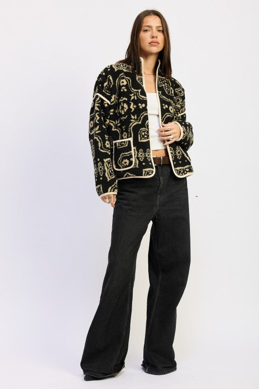 Sahara Patterned Sherpa Jacket - Premium variable from Tooksie - Just $88.99! Shop now at Tooksie