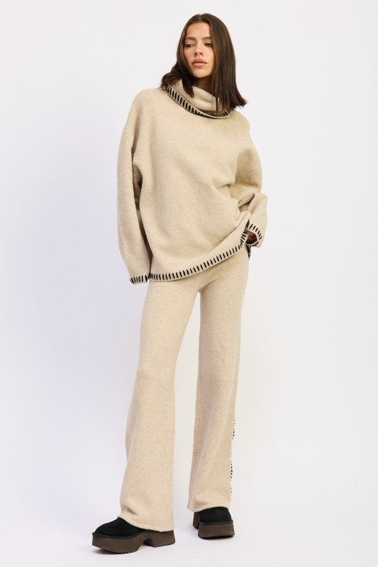 Oversized Turtle Neck Sweater With Stitching - Premium variable from Tooksie - Just $57.99! Shop now at Tooksie