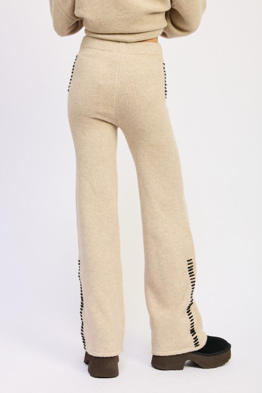 Wide Leg Trousers With Blanket Stitching - Premium variable from Tooksie - Just $49.99! Shop now at Tooksie