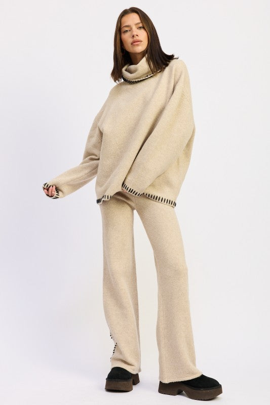 Wide Leg Trousers With Blanket Stitching - Premium variable from Tooksie - Just $49.99! Shop now at Tooksie