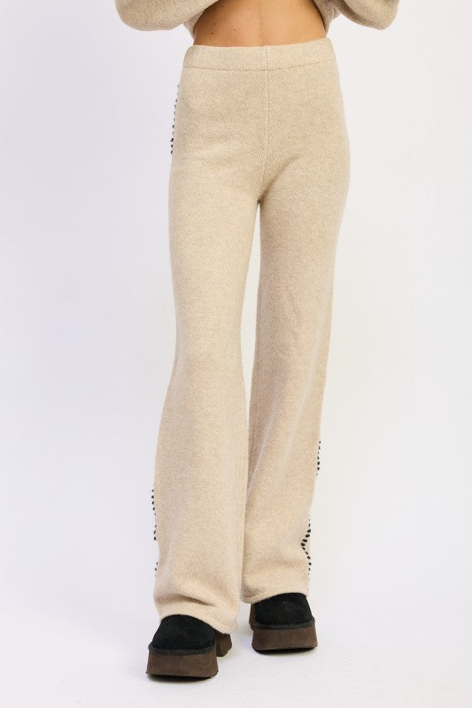 Wide Leg Trousers With Blanket Stitching - Premium variable from Tooksie - Just $49.99! Shop now at Tooksie