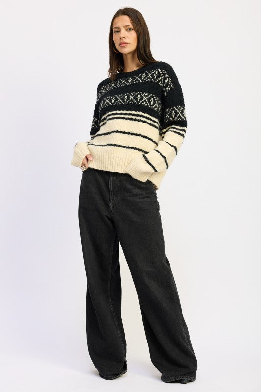 Fair Isle Striped Oversize Sweater - Premium variable from Tooksie - Just $62.99! Shop now at Tooksie