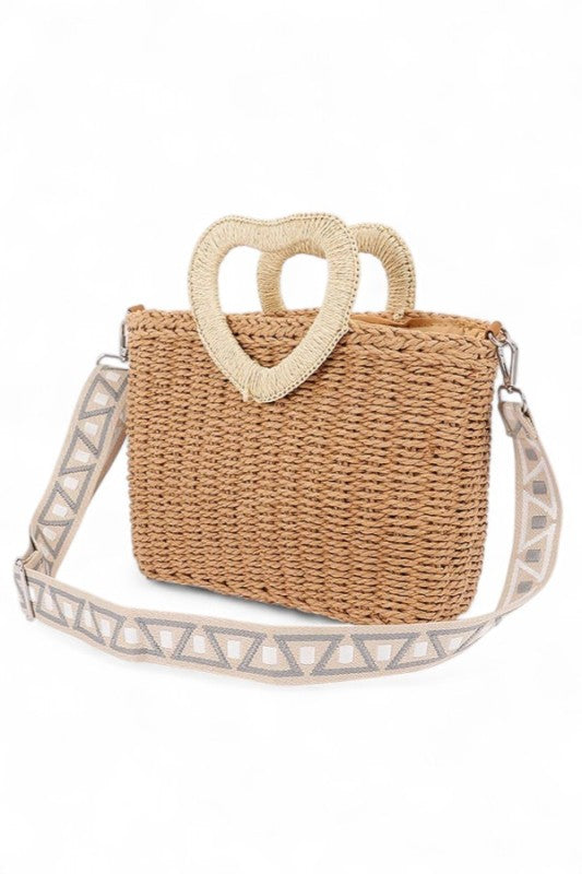 Heart Shape Handle Straw Tote - Premium variable from Tooksie - Just $46.99! Shop now at Tooksie