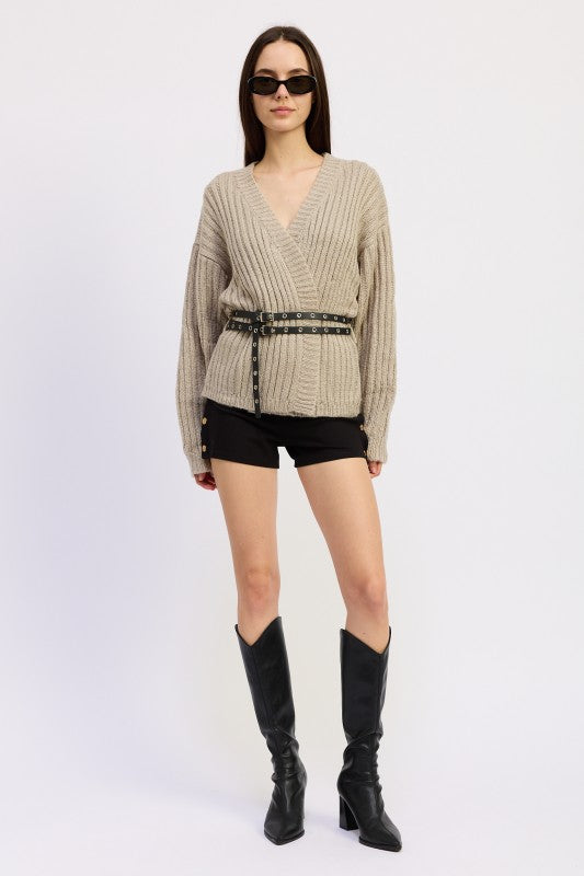 Wrap Cardigan With Belt - Premium variable from Tooksie - Just $66.99! Shop now at Tooksie
