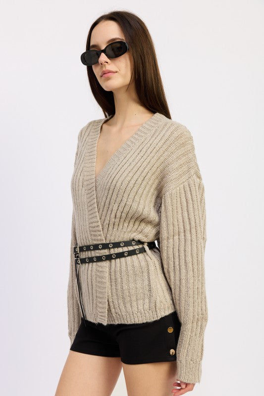 Wrap Cardigan With Belt - Premium variable from Tooksie - Just $66.99! Shop now at Tooksie
