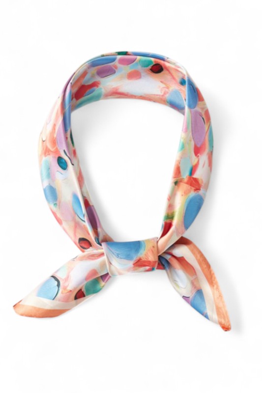 Watercolor Dotted Print Satin Scarf - Premium simple from Tooksie - Just $10.99! Shop now at Tooksie