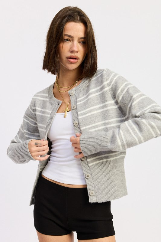 Button Down Striped Cardigan - Premium variable from Tooksie - Just $55.99! Shop now at Tooksie