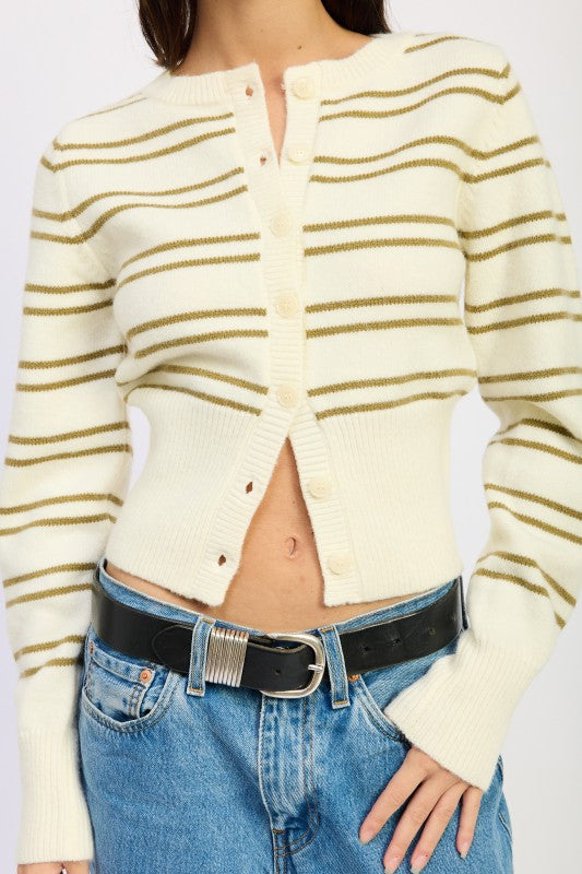 Button Down Striped Cardigan - Premium variable from Tooksie - Just $55.99! Shop now at Tooksie