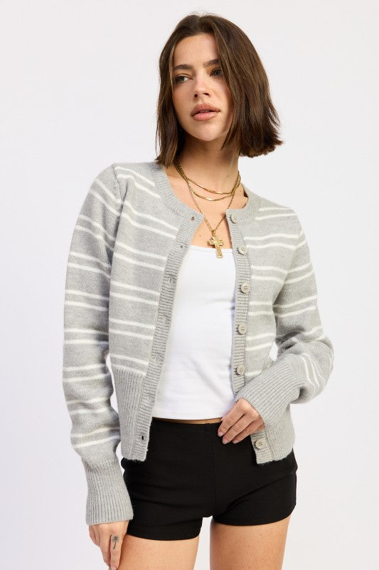 Button Down Striped Cardigan - Premium variable from Tooksie - Just $55.99! Shop now at Tooksie