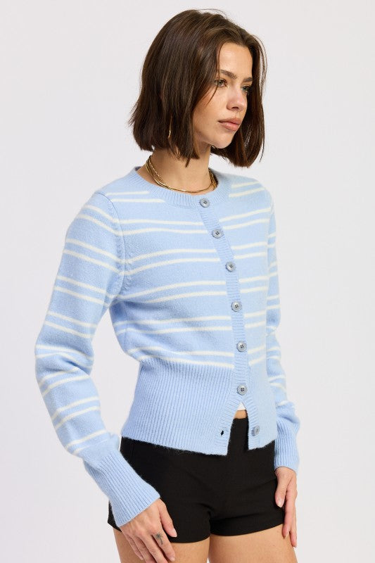 Button Down Striped Cardigan - Premium variable from Tooksie - Just $55.99! Shop now at Tooksie