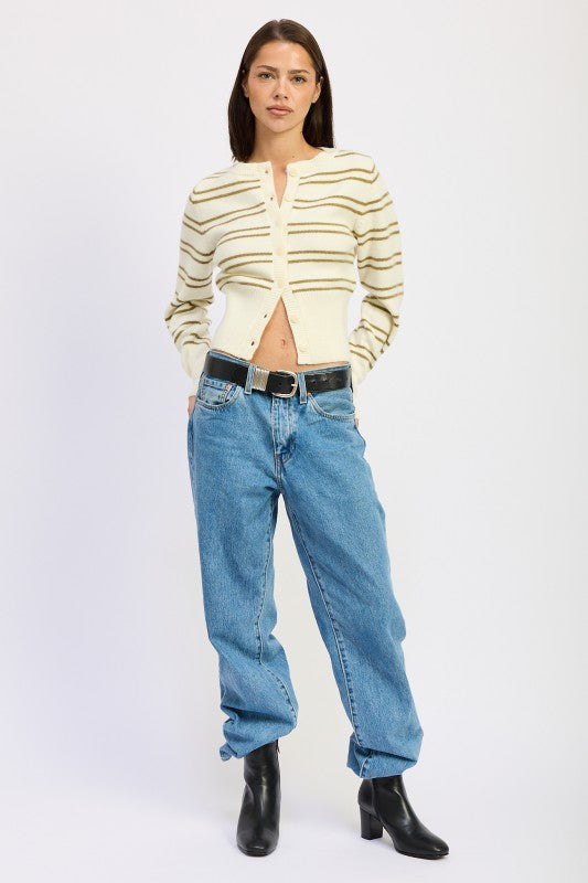 Button Down Striped Cardigan - Premium variable from Tooksie - Just $55.99! Shop now at Tooksie