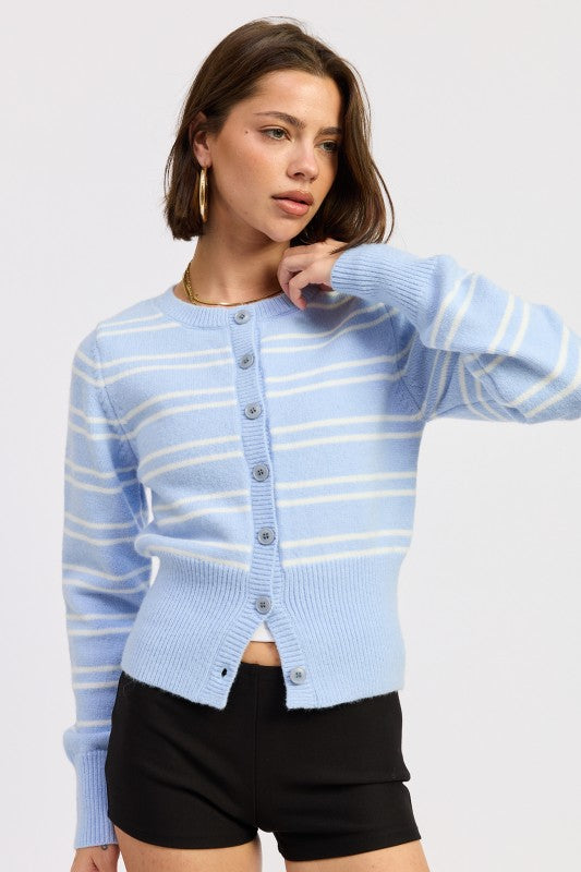 Button Down Striped Cardigan - Premium variable from Tooksie - Just $55.99! Shop now at Tooksie