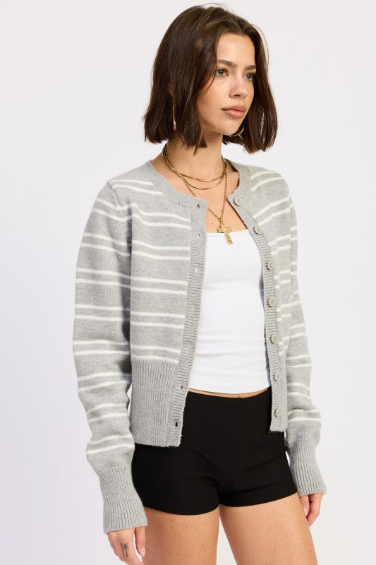 Button Down Striped Cardigan - Premium variable from Tooksie - Just $55.99! Shop now at Tooksie